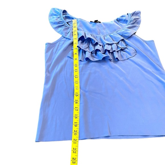 Bebe Cornflower Blue Silk Ruffle Off Shoulder Top (S) - Picture 8 of 11
